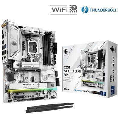 Материнська плата AsRock (1851/Z890, 4*DDR5, 2*PCIex16, HDMI/TB4, 4xSATA, 4xM.2, 2.5Glan, 7.1ch (Z890 STEEL LEGEND WIFI) [402693]