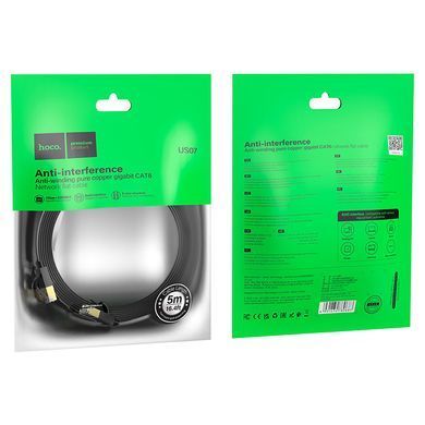 Мережевий кабель HOCO US07 General pure copper flat network cable(L=5M) Black (6931474780706) [803290]
