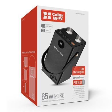Універсальна мобільна батарея ColorWay Powerful 60000mAh Black (CW-PB600LPA5BK-PDD) [603420]