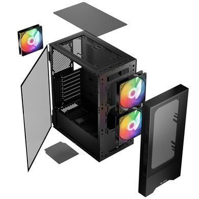 Корпус LogicConcept ARYA MESH+GLASS ARGB fans 2x140mm+1x120mm BLACK без БЖ ATX (AT-ARYA-10-000000-0002) [402942]