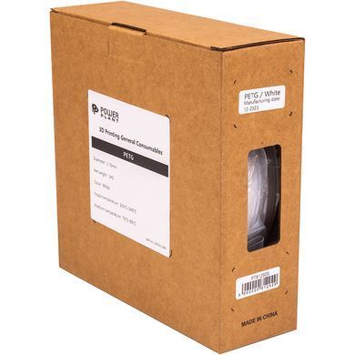 PETG-пластик PowerPlant Filament для 3D-принтера 1.75 мм 1 кг, білий (PT812929) [617136]