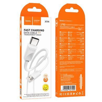 Кабель HOCO X114 Energy charging data cable Type-C 1m White (6942007647090) [806388]