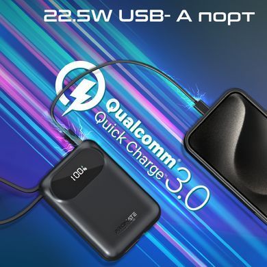 Універсальна мобільна батарея Promate PowerPod-20 20000mAh 35W Black (powerpod-20.black) [603484]