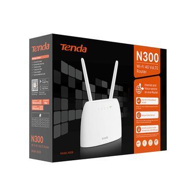 Маршрутизатор TENDA N300, 4G/LTE, 1xFE LAN, 1xFE LAN/WAN, 1xRJ11, Cлот для SIM-карти (4G06C) [111250]