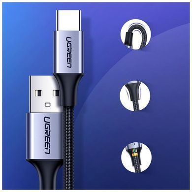 Кабель UGREEN US288 USB-A 2.0 to USB-C Cable Nickel Plating Aluminum Braid 2m (Black) (UGR-60128) [804367]
