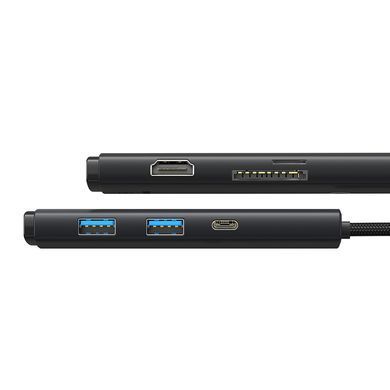 USB-хаб Baseus Lite Series 6-Port Type-C HUB Docking Station (Type-C to HDMI+USB3.0*2+PD+SD/TF) Black (WKQX050101) [805499]