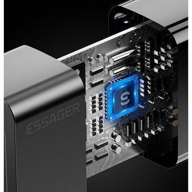 Мережевий зарядний пристрій Essager Pinchen 33W USB A + TYPE C Black (ECTAC-PCB01-P) [620288]