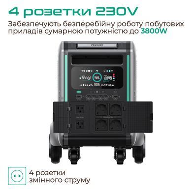 Зарядна станція Zendure SuperBase V4600 Black (4608 Вт/г) 3800Вт UPS LiFePo4 GridFlow WIFI/BT (ZDSBV4600-GY-EU) [400631]