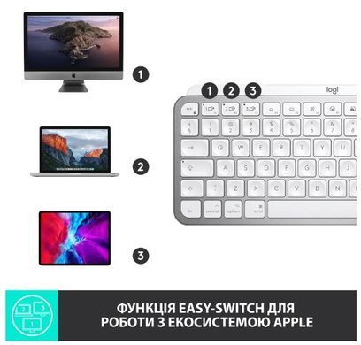 Клавіатура Logitech MX Keys Mini For Mac Wireless Illuminated Pale Grey (920-010526) [201792]