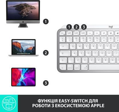 Клавіатура бездротова Logitech MX Keys Mini For Mac Minimalist Wireless Illuminated Pale Grey (920-010526) [605919]