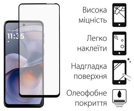 Захисне скло Dengos для Motorola G55 Black Full Glue (TGFG-398) [600846]