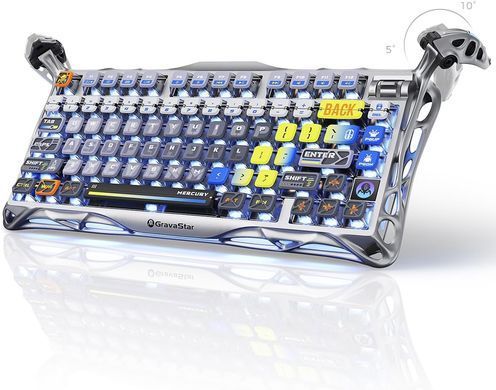 Клавіатура механічна GravaStar Mercury K1 Pro 80keys, GravaStar x Kailh Speedy Mint, BT/WL/USB, Interstellar Silver (GS_K1_PRO_S_CGRY) [113144]
