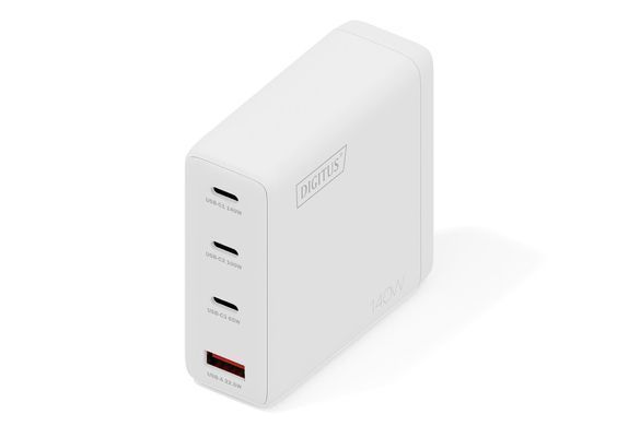 Зарядний пристрій DIGITUS GaN 3хUSB-C, 1хUSB-A, 140W (DA-10305) [114262]