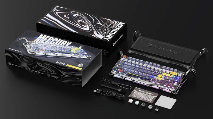 Клавіатура механічна GravaStar Mercury K1 Pro 80keys, GravaStar x Kailh Speedy Mint, BT/WL/USB, Interstellar Silver (GS_K1_PRO_S_CGRY) [113144]