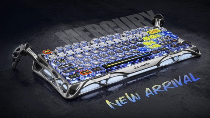 Клавіатура механічна GravaStar Mercury K1 Pro 80keys, GravaStar x Kailh Speedy Mint, BT/WL/USB, Interstellar Silver (GS_K1_PRO_S_CGRY) [113144]
