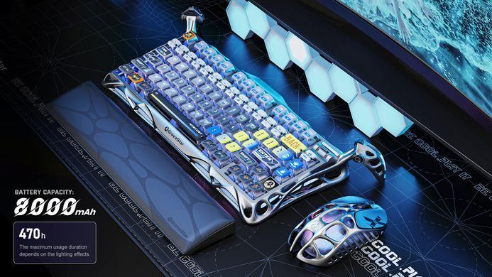 Клавіатура механічна GravaStar Mercury K1 Pro 80keys, GravaStar x Kailh Speedy Mint, BT/WL/USB, Interstellar Silver (GS_K1_PRO_S_CGRY) [113144]