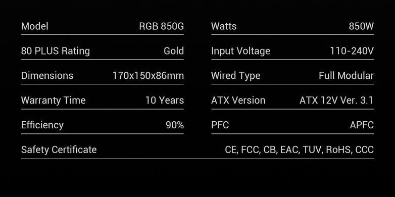 Блок живлення GAMEMAX (RGB 850G) [304237]