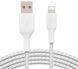 Кабель USB-A > Lightning заряджання/синхронізації Belkin 1м, 12Вт, плетений, білий (CAA002BT1MWH) [108661], фото 1