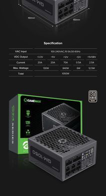 Блок живлення GAMEMAX (GM-1050 Modular) [303209]
