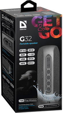 Портативна колонка Defender G32 20Вт, Black (65232) [201557]