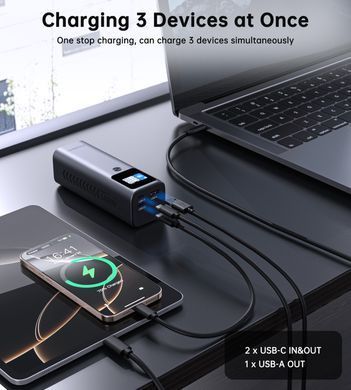 УМБ Choetech 27000mAh 140W PD5.0,QC3.0, USB-A, 2xUSB-C In/Out, TFT Display, black (B670-CCGY) [402200]