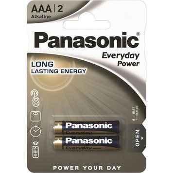 Батарейка AAA, 1.5V, EVERYDAY POWER лужна, Panasonic, блістер, 2 шт (LR03REE/2BR) [404811]