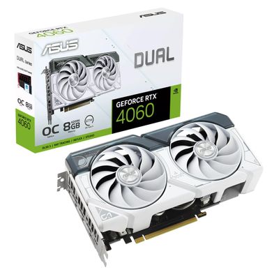 ASUS Відеокарта GeForce RTX 4060 8GB GDDR6 DUAL OC DUAL-RTX4060-O8G-WHITE білий (90YV0JC2-M0NA00)