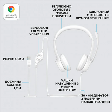 Гарнітура Logitech USB H390 White (981-001286) [203119]