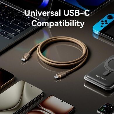 Кабель Vention USB Type-C - USB Type-C (M/M), 240W, 5A, 2 м, Gold (TRIJH) [604414]