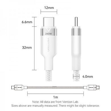 Кабель Vention USB Type-C - USB Type-C (M/M), 240W, 5A, 2 м, Gold (TRIJH) [604414]