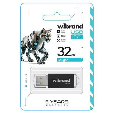Флеш-накопичувач Wibrand USB 2.0 Cougar 32Gb Black (WI2.0/CU32P1B) [802888]