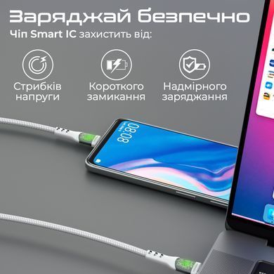 Кабель Promate TransLine-CC200 USB Type-C - USB Type-C (M/M), 3 A, 60 W, 2 м, White (transline-cc200.white) [604308]
