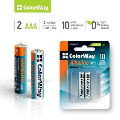 Батарейка AАА/LR03, Лужна Power, СolorWay, BL (2шт.) (CW-BALR03-2BL) [404815]