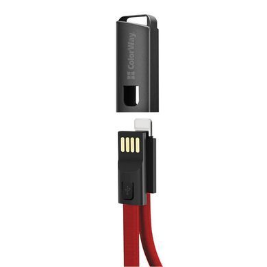 Кабель ColorWay USB - Lightning (M/M), 2.4 А, 0.22 м, Red (CW-CBUL021-RD) [603705]