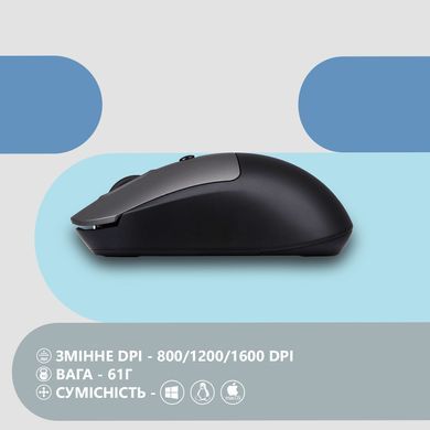 Миша 2E MF218 Silent, WL/BT, чорно-сірий (2E-MF218WBG) [104008]