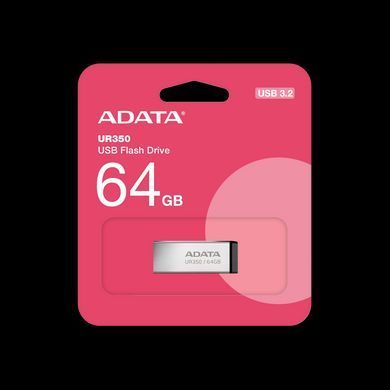 Флеш-накопичувач ADATA USB 3.2 UR 350 64Gb Silver/Black (UR350-64G-RSR/BK) [803113]