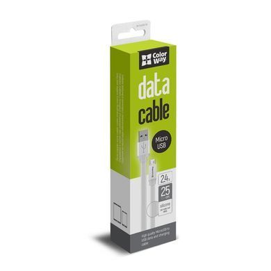 Кабель ColorWay USB - micro USB (M/M), 0.25 м, White (CW-CBUM-MUM25W) [603626]