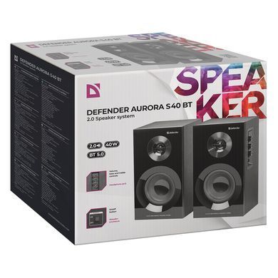 Акустична система 2.0 Defender Aurora S40, 40Вт (RMS) MDF Bluetooth,чорна (65240) [405251]