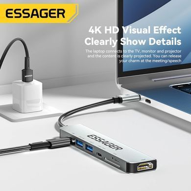 USB-хаб Essager QingHong 7 in 1 USB-C Hub (EHB07-QH0G-Z) [621636]