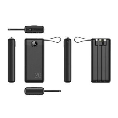 Зовнішній акумулятор VEGER 20000 mAh with built-in cables Micro USB / Type C / Lightning C20 (W2047 / W2059) black (VG-W2047/W2059) [806204]