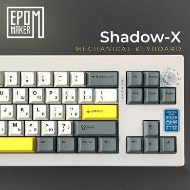 Клавіатура бездротова Epomaker Shadow-X 70% Wisteria Linear Switch Hot-Swap (2.4G/BT/USB) LCD Screen RGB UA White (SHX-W-WL) [614135]