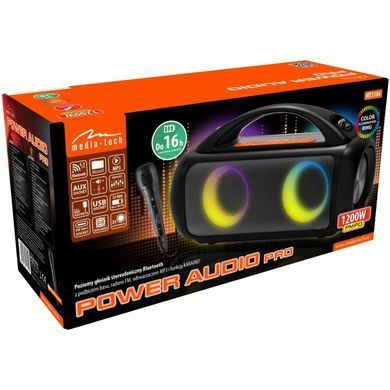 Акустична система 1.0 Media-Tech 60W, Bluetooth/AUX/microSD/MP3/USB/TWS/КАРАОКЕ/RGB,чорна (MT3184) [405186]