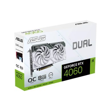 ASUS Відеокарта GeForce RTX 4060 8GB GDDR6 DUAL OC DUAL-RTX4060-O8G-WHITE білий (90YV0JC2-M0NA00)