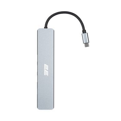 Хаб 2E USB-С > USB-A 2.0/USB-A 3.0/2xUSB-C PD/HDMI/microSD/SD/Ethernet, 0.13м, сірий (2E-W2681) [114389]