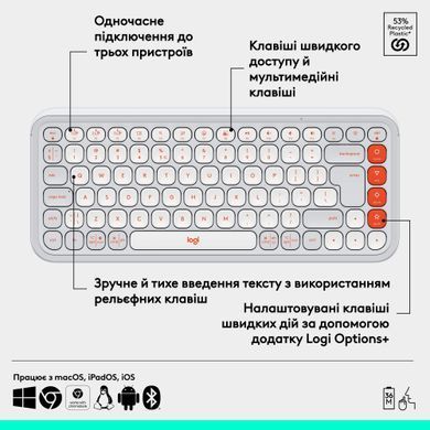 Клавiатура бездротова Logitech Pop Icon Keys Off White (920-013072) [606040]