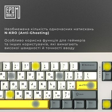 Клавіатура бездротова Epomaker Shadow-X 70% Wisteria Linear Switch Hot-Swap (2.4G/BT/USB) LCD Screen RGB UA White (SHX-W-WL) [614135]
