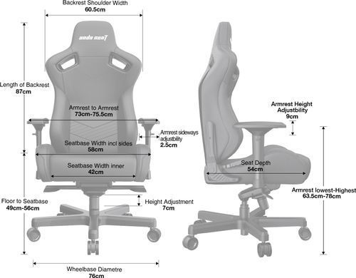 Крісло для геймерів Anda Seat Kaiser 2 Size XL Black (AD12XL-07-B-PV-B01) [612288]