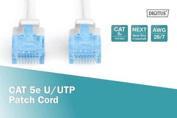Патч-корд DIGITUS CAT 5e UTP, 0.5м, AWG 26/7, CCA, PVC, сірий (DK-1512-005) [109740]