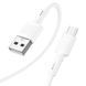 Кабель HOCO X83 USB to Micro 2.4A, 1m, PVC, PVC connectors, White (6931474770899) [802413], фото 1