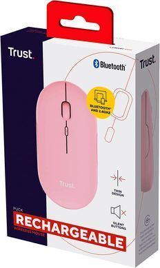 Миша Trust Puck Rechargeable, Ultra-Thin, BT/WL, Silent, рожевий (24125_TRUST) [104042]